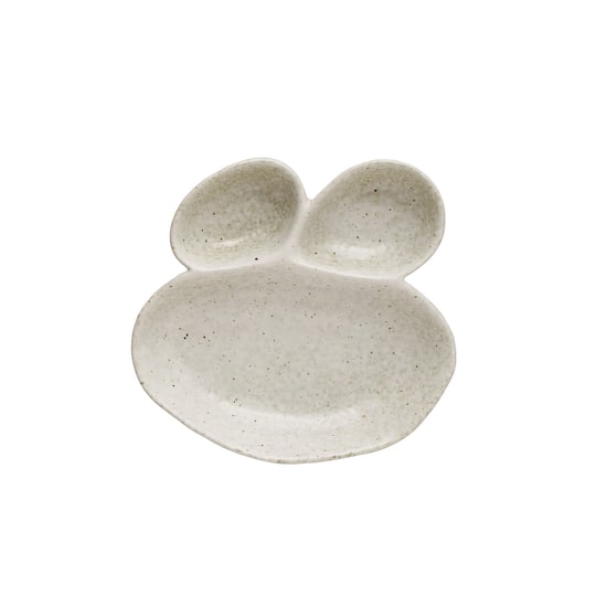 Hello Honey® 5.75" Cream Reactive Glaze 3 Section Stoneware Dish